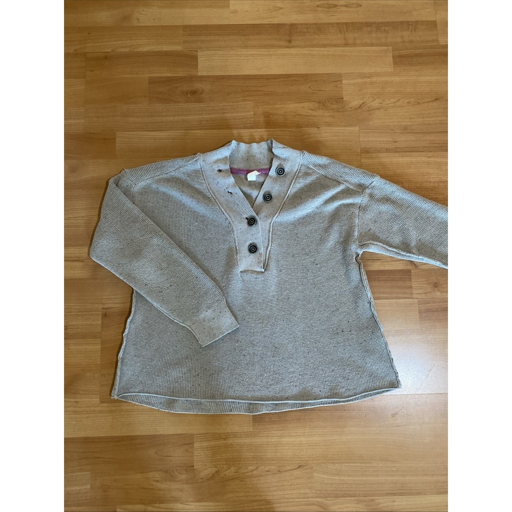 Daily Practice Anthropologie‎ Beige Confetti V-Neck Waffle Knit Sweater Size XS - Picture 4 of 9